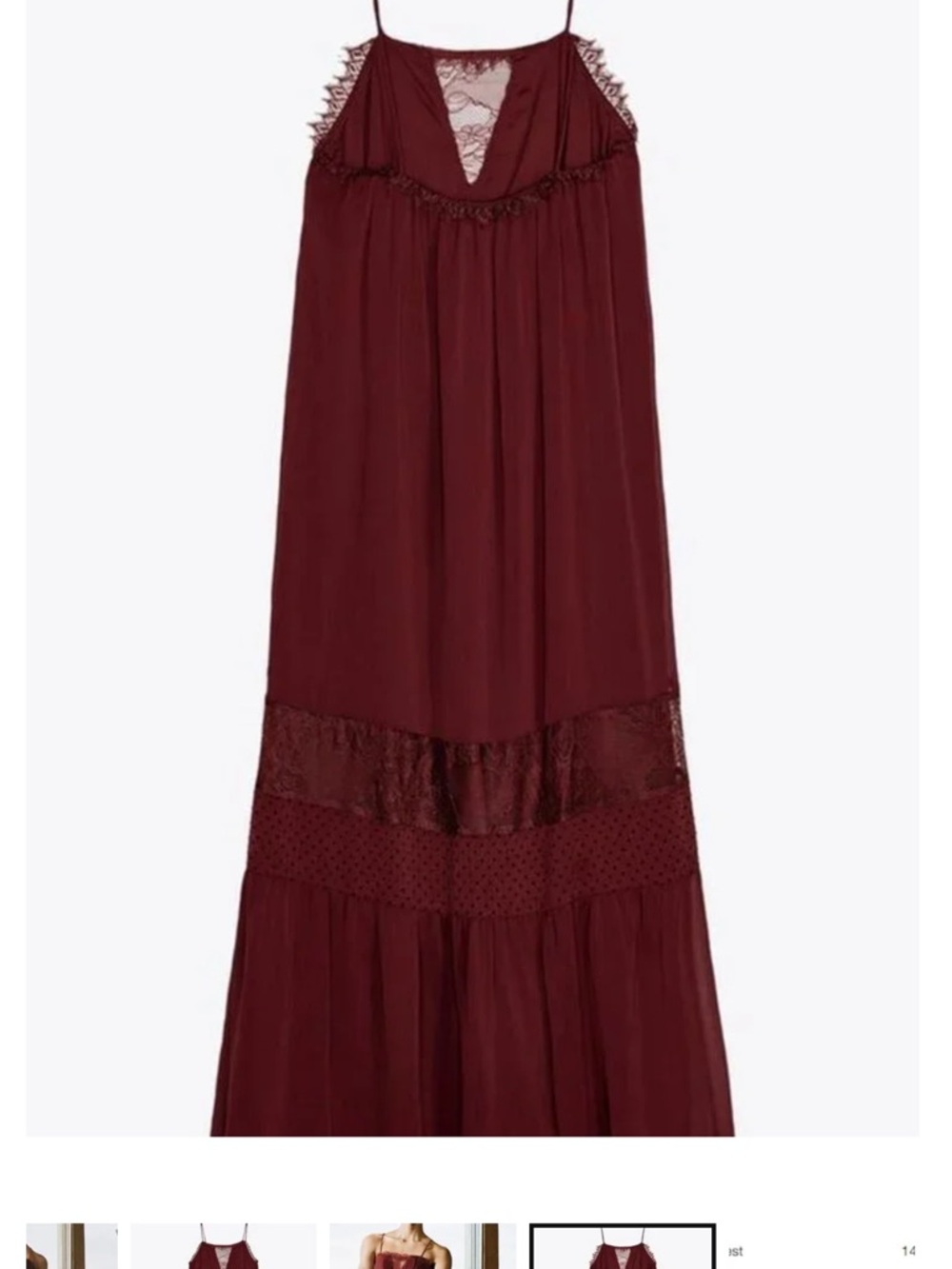 Zara Burgundy Midi Dress with Spaghetti Straps - Picture 3 of 8